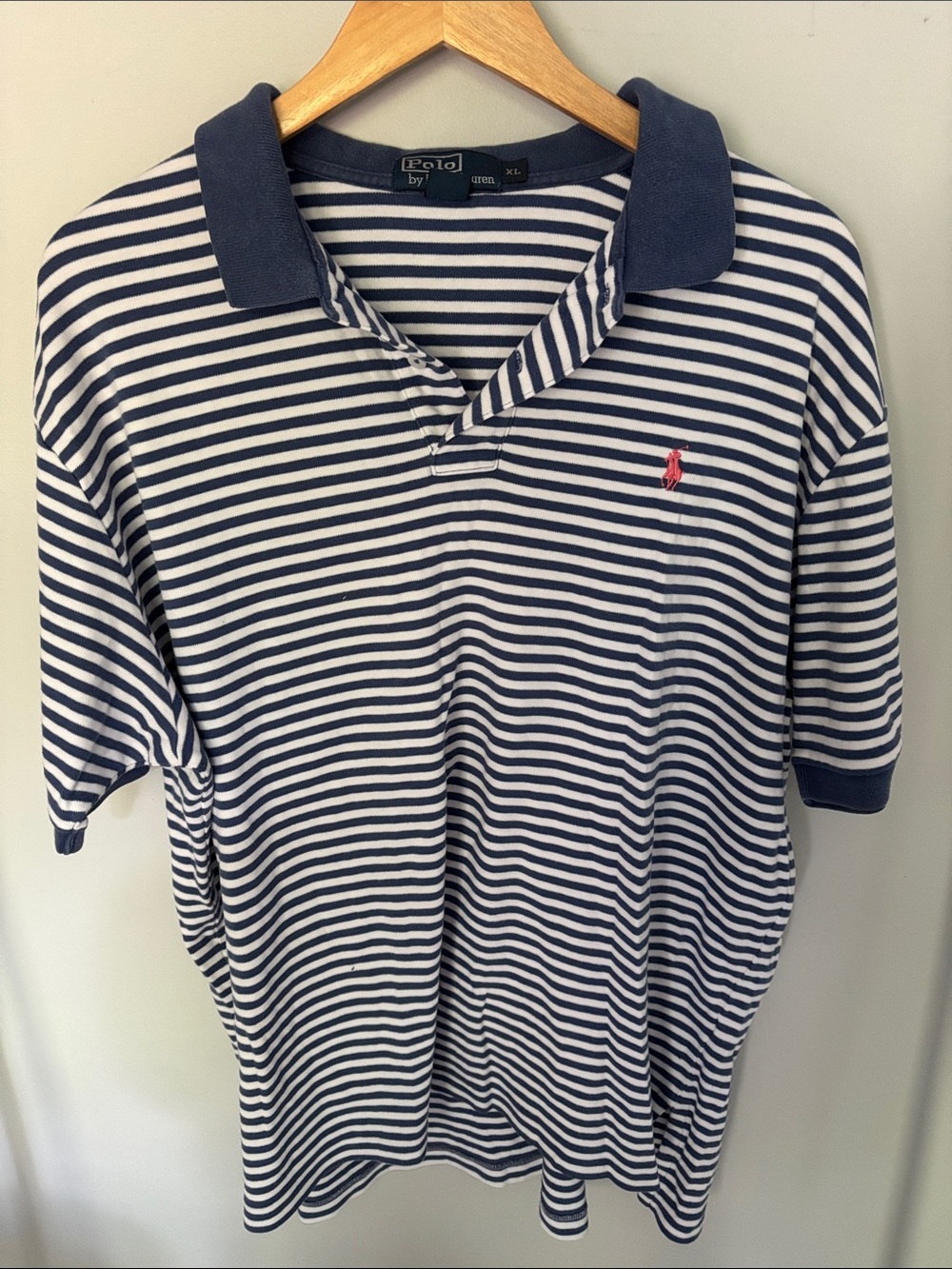 Polo by Ralph Lauren Navy and White Striped Short-Sleeve Polo